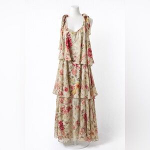 H&M Floral Maxi Dress in Cream and Pink
